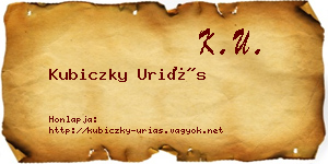 Kubiczky Uriás névjegykártya